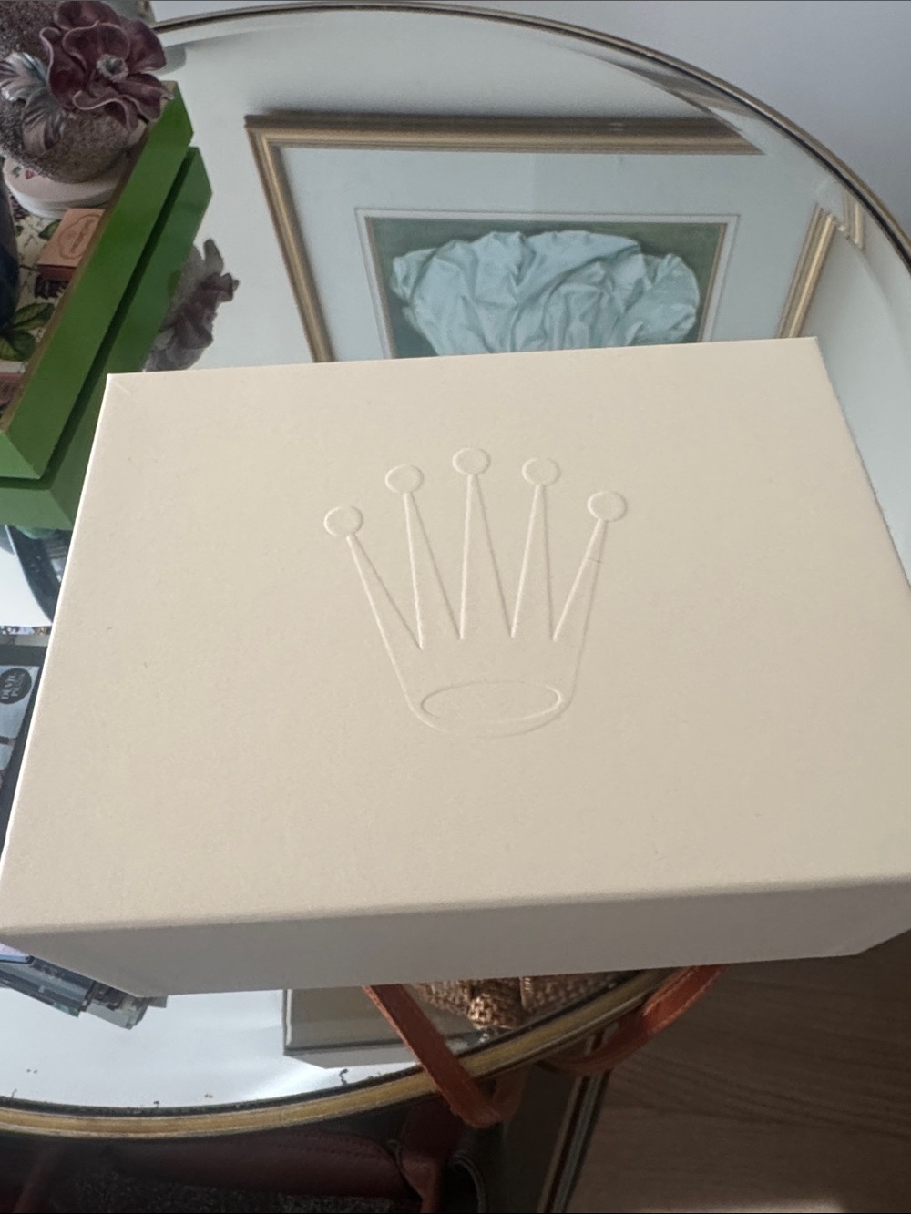 Rolex Cream Box with Embossed Crown Logo